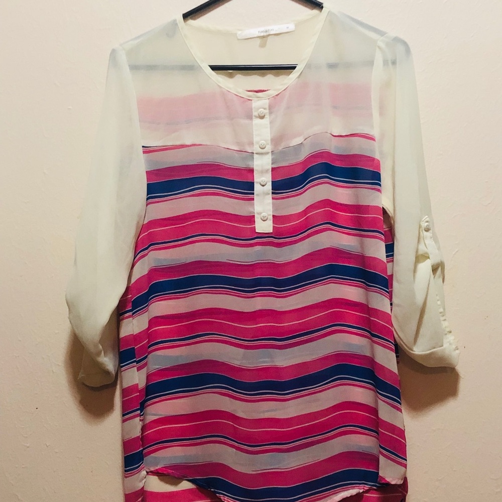 Francesca’s Sheer Striped Blouse